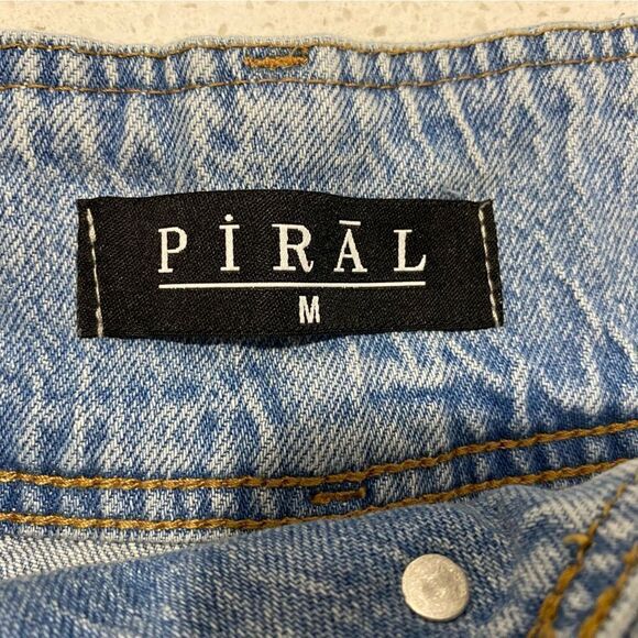 PIRAL 28x34 Mid Rise Stretch Flare Jeans Double Button Wide Leg Denim EUC - Picture 8 of 10